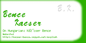 bence kacser business card